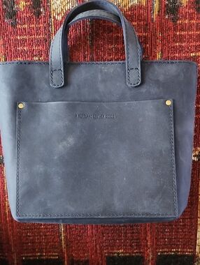 New! Portland Leather Dark Blue Mini Crossbody With Zipper.